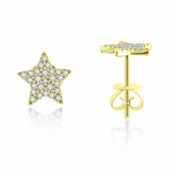 Cercei Pusete din aur galben cu pietre Diamant