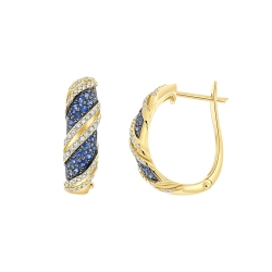 Cercei din aur galben cu pietre Diamant, Safir