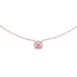 Colier din aur roz cu pietre Diamant, Safir roz