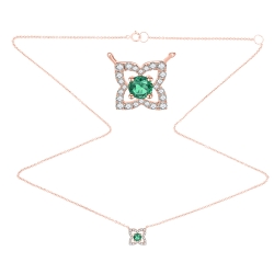 Colier din aur roz cu pietre Diamant, Smarald