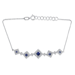Brățară din aur alb cu pietre Diamant, Safir