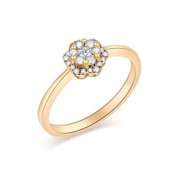 Inel din aur roz cu pietre Diamant
