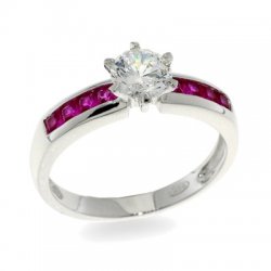 Inel din argint  cu pietre Cubic Zirconia Incolor, Cubic Zirconia Roz