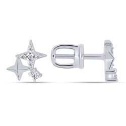 Cercei Pusete din argint  cu pietre Cubic Zirconia Incolor