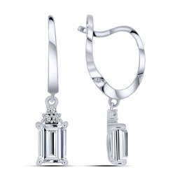 Cercei din argint  cu pietre Cubic Zirconia Incolor, Cristal de munte