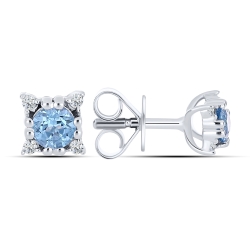 Cercei Pusete din argint  cu pietre Cubic Zirconia Incolor, Topaz Swiss