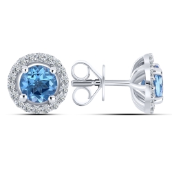 Cercei Pusete din argint  cu pietre Cubic Zirconia Incolor, Topaz Swiss