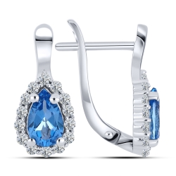 Cercei din argint  cu pietre Cubic Zirconia Incolor, Topaz Swiss