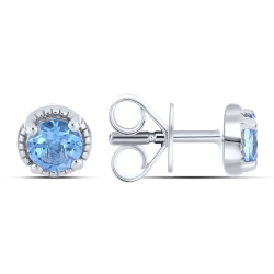 Cercei Pusete din argint  cu pietre Topaz Swiss