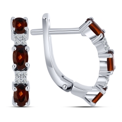 Cercei din argint  cu pietre Cubic Zirconia Incolor, Granat