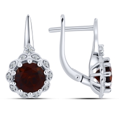 Cercei din argint  cu pietre Cubic Zirconia Incolor, Granat