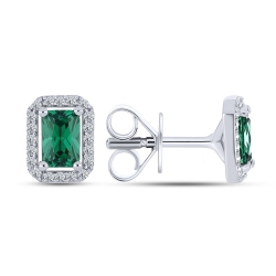 Cercei Pusete din argint  cu pietre Cubic Zirconia Incolor, Cubic Zirconia Verde