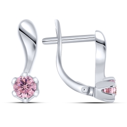 Cercei din argint  cu pietre Cubic Zirconia Roz