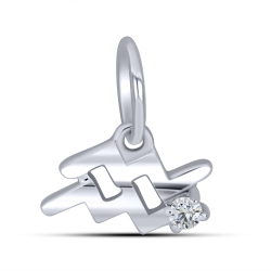 Pandantiv din aur alb cu pietre Cubic Zirconia Incolor