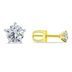 Cercei Pusete din aur galben cu pietre Cubic Zirconia Incolor