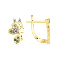 Cercei p-u copii din aur galben cu pietre Cubic Zirconia Incolor, Nanotopaz