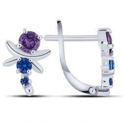 Cercei p-u copii din aur alb cu pietre Cubic Zirconia Liliachiu, Nanotopaz