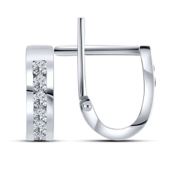 Cercei din aur alb cu pietre Cubic Zirconia Incolor