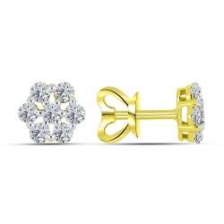 Cercei Pusete din aur galben cu pietre Cubic Zirconia Incolor