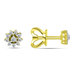 Cercei Pusete din aur galben cu pietre Cubic Zirconia Incolor