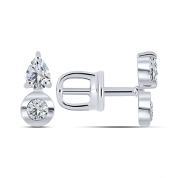 Cercei din aur alb cu pietre Cubic Zirconia Incolor