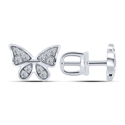 Cercei din aur alb cu pietre Cubic Zirconia Incolor