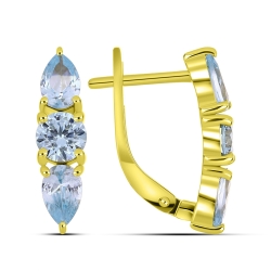 Cercei din aur galben cu pietre Cubic Zirconia Albastru