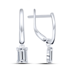 Cercei din aur alb cu pietre Cubic Zirconia Incolor