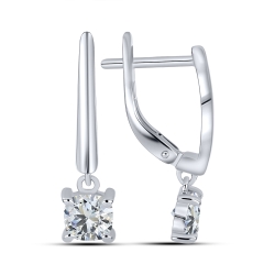Cercei din aur alb cu pietre Cubic Zirconia Incolor