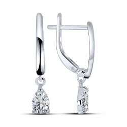 Cercei din aur alb cu pietre Cubic Zirconia Incolor