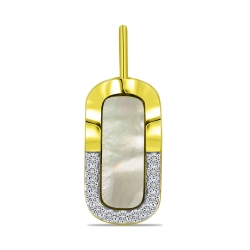 Pandantiv din aur galben cu pietre Diamant, Sidef Alb