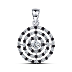 Pandantiv din aur alb cu pietre Cubic Zirconia Incolor, Safir Portocaliu
