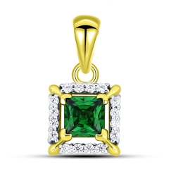 Pandantiv din aur galben cu pietre Cubic Zirconia Incolor, Cubic Zirconia Verde