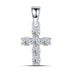 Pandantiv din aur alb cu pietre Cubic Zirconia Incolor