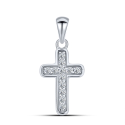 Pandantiv din aur alb cu pietre Cubic Zirconia Incolor