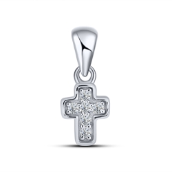 Pandantiv din aur alb cu pietre Cubic Zirconia Incolor