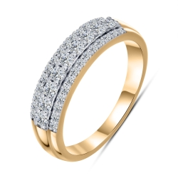 Inel din aur roz cu pietre Cubic Zirconia Incolor