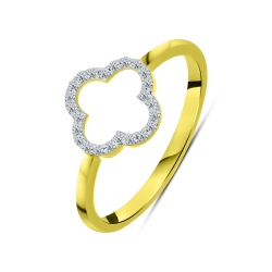 Inel din aur galben cu pietre Cubic Zirconia Incolor