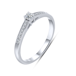 Inel din aur alb cu pietre Cubic Zirconia Incolor