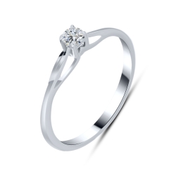 Inel din aur alb cu pietre Cubic Zirconia Incolor