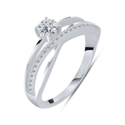Inel din aur alb cu pietre Cubic Zirconia Incolor