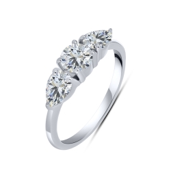 Inel din aur alb cu pietre Cubic Zirconia Incolor