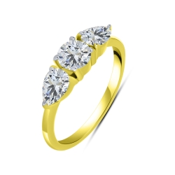 Inel din aur galben cu pietre Cubic Zirconia Incolor
