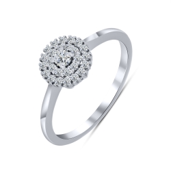 Inel din aur alb cu pietre Cubic Zirconia Incolor