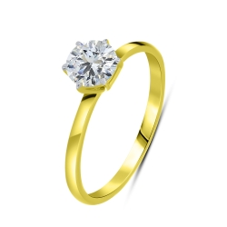 Inel din aur galben cu pietre Cubic Zirconia Incolor