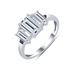 Inel din aur alb cu pietre Cubic Zirconia Incolor