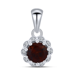 Pandantiv din argint  cu pietre Cubic Zirconia Incolor, Granat