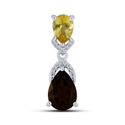 Pandantiv din argint  cu pietre Cubic Zirconia Incolor, Cuarț fumuriu și Citrin