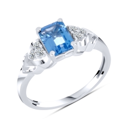 Inel din argint  cu pietre Cubic Zirconia Incolor, Topaz Swiss