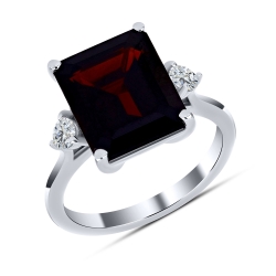 Inel din argint  cu pietre Cubic Zirconia Incolor, Granat